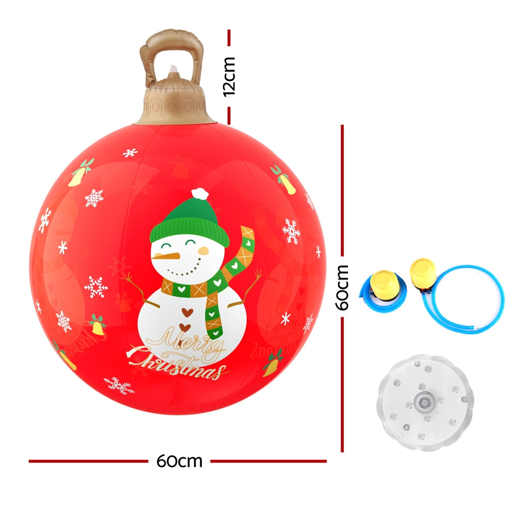 Christmas Decorations: Jingle Jollys Christmas Inflatable Ball 60cm Illuminated Led Snowman Xmas Decor