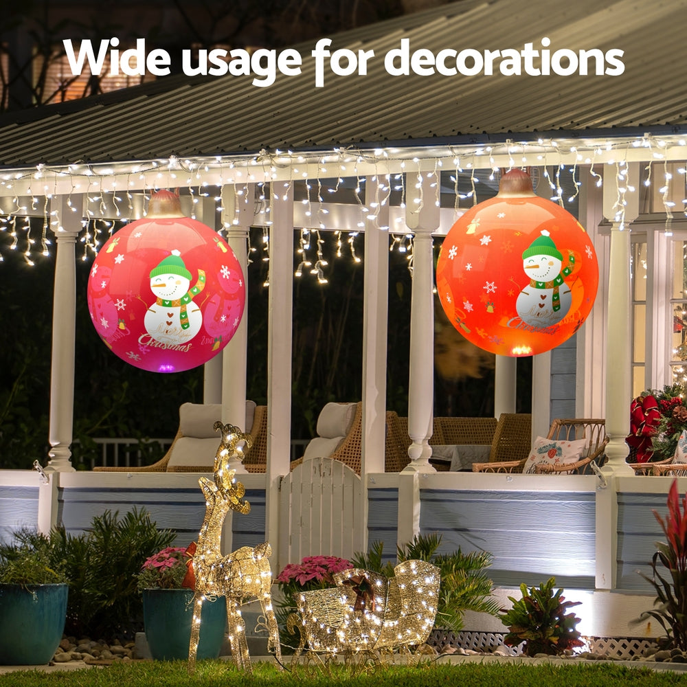 Christmas Decorations: Jingle Jollys Christmas Inflatable Ball 60cm Illuminated Led Snowman Xmas Decor