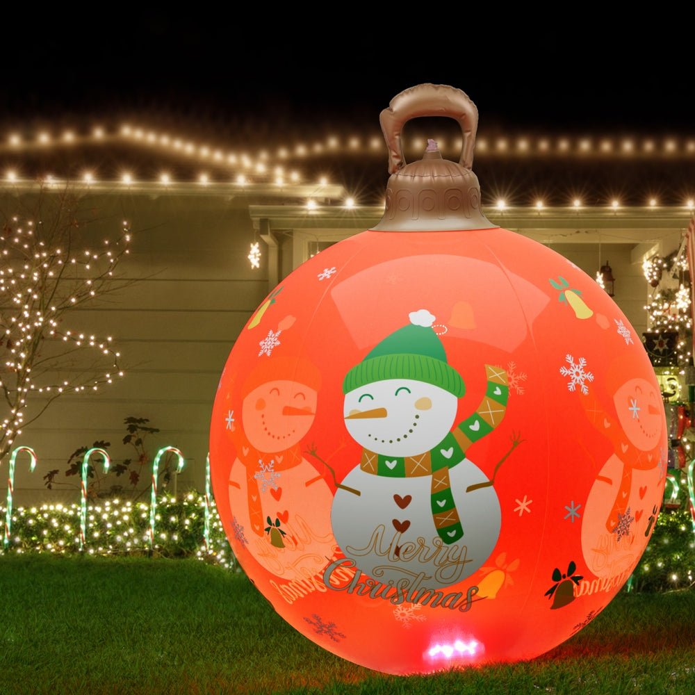 Christmas Decorations: Jingle Jollys Christmas Inflatable Ball 60cm Illuminated Led Snowman Xmas Decor