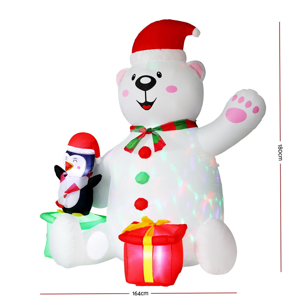 Outdoor Decorations & Lights: Jingle Jollys Christmas Inflatable Bear 1.8M Height LED Outdoor Decorations Illuminated