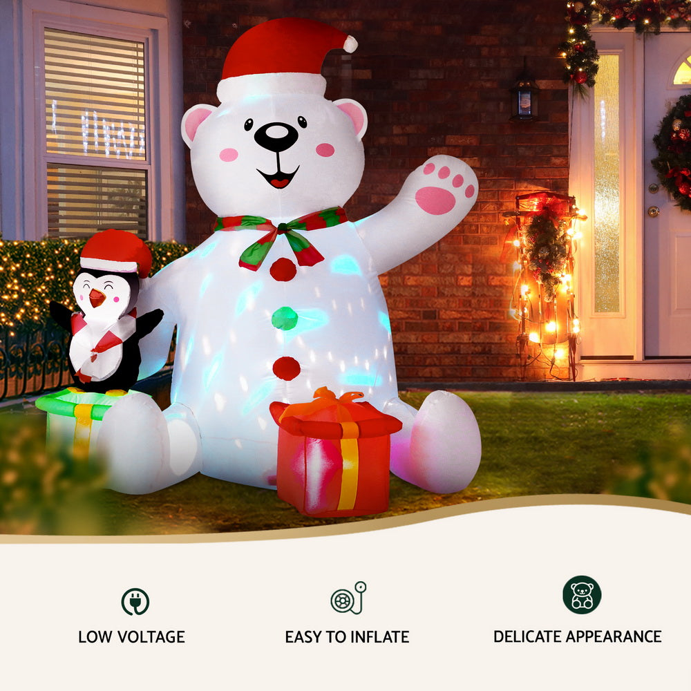Outdoor Decorations & Lights: Jingle Jollys Christmas Inflatable Bear 1.8M Height LED Outdoor Decorations Illuminated