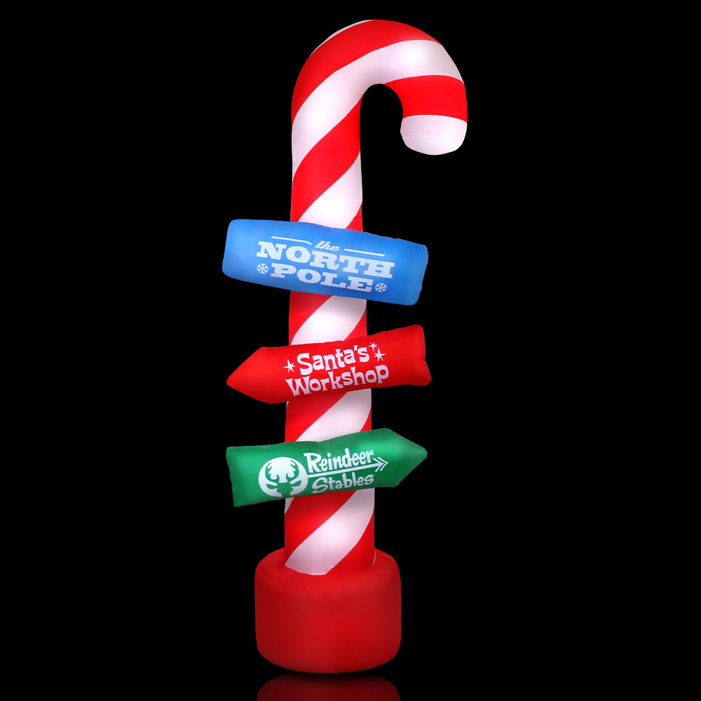 Christmas Decorations: Jingle Jollys Christmas Inflatable Candy Pole 2.4M Illuminated Decorations