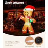 Christmas Decorations: Jingle Jollys Christmas Inflatable Gingerbread Man 2.4M Illuminated Decorations