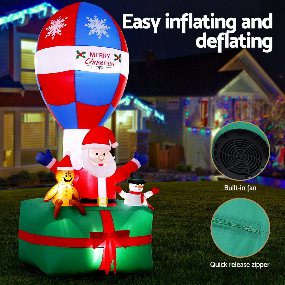 Christmas Clothing: Jingle Jollys Christmas Inflatable Santa in Ballon 2.8M Height LED Decorations Illuminated