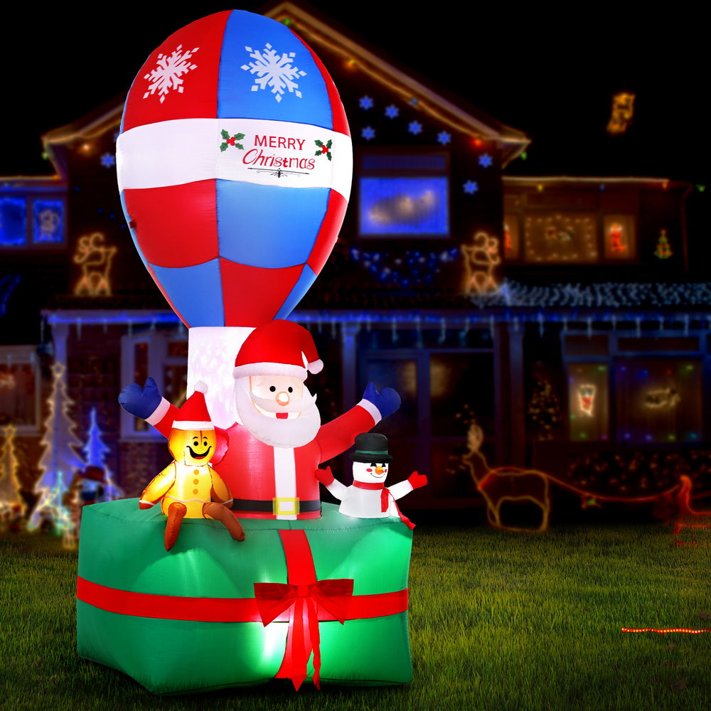 Christmas Clothing: Jingle Jollys Christmas Inflatable Santa in Ballon 2.8M Height LED Decorations Illuminated