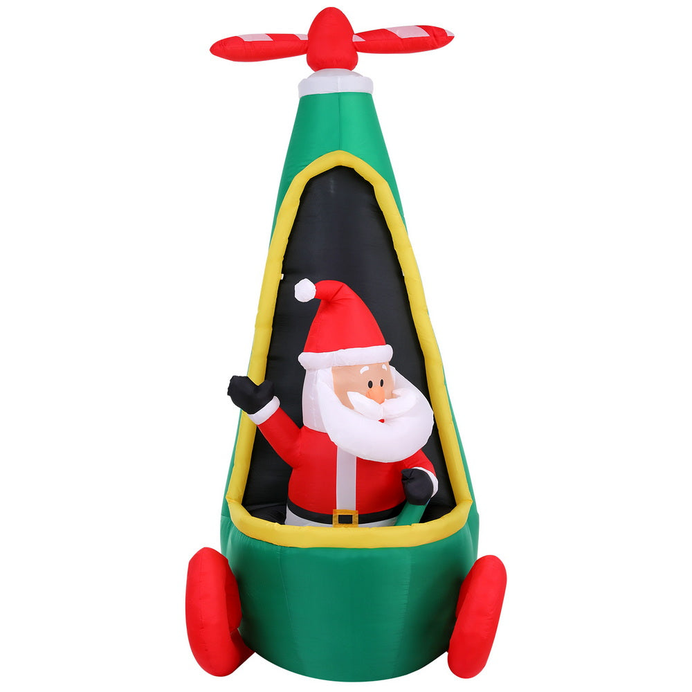 Costumes & Accessories: Jingle Jollys Christmas Inflatable Santa in Helicopter 2.55M Height LED Illuminated Decorations
