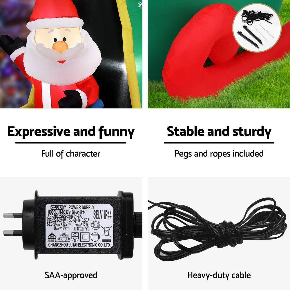 Costumes & Accessories: Jingle Jollys Christmas Inflatable Santa in Helicopter 2.55M Height LED Illuminated Decorations