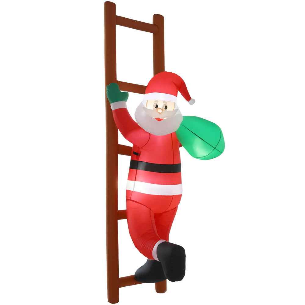 Costumes & Accessories: Jingle Jollys Christmas Inflatable Santa Climbing Ladder 2.45M Height LED Decorations Illuminated