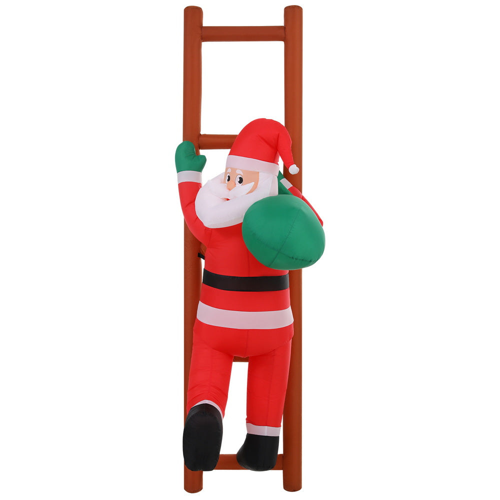 Costumes & Accessories: Jingle Jollys Christmas Inflatable Santa Climbing Ladder 2.45M Height LED Decorations Illuminated
