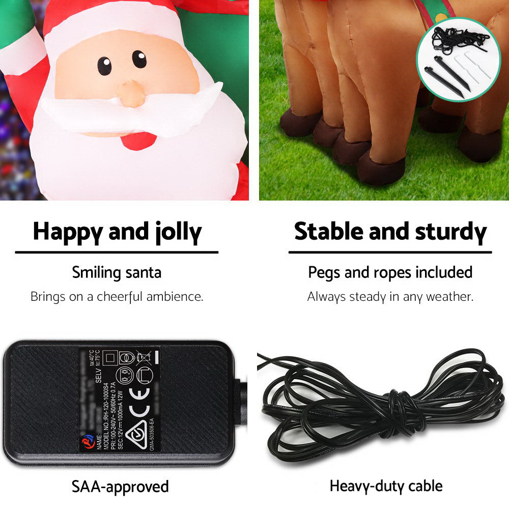 Christmas Decorations: Jingle Jollys Christmas Inflatable Santa Sleigh 2.2M Illuminated Decorations