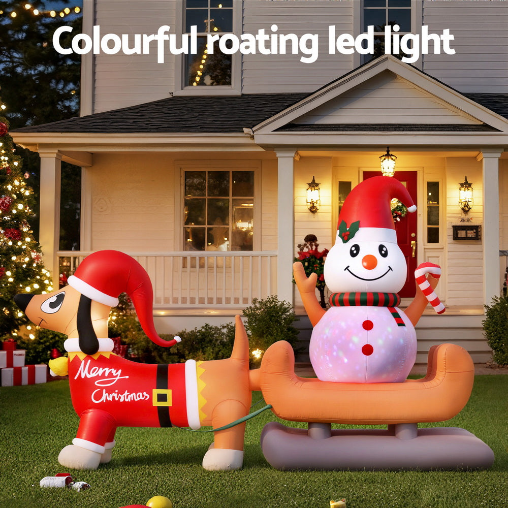 Christmas Decorations: Jingle Jollys Christmas Inflatable Snowman Dog 4.2M Tall Outdoor Decorations Illuminated