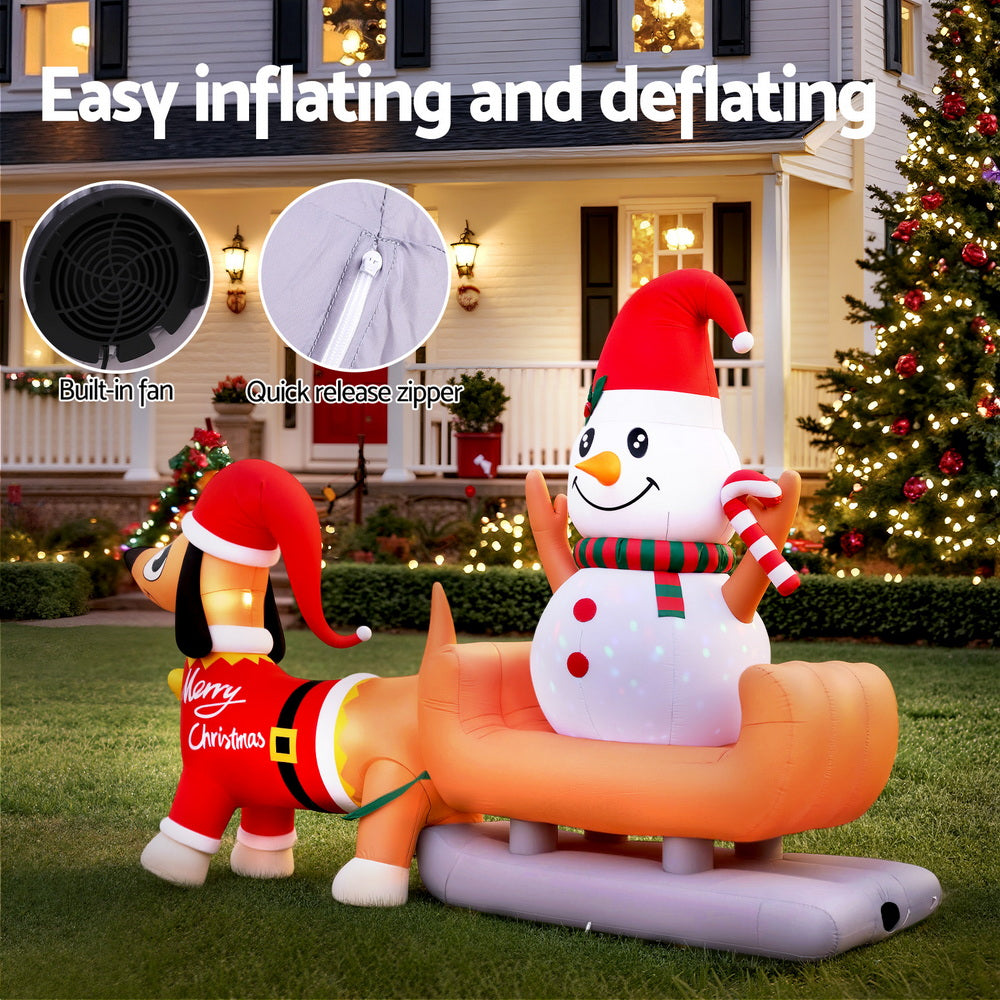 Christmas Decorations: Jingle Jollys Christmas Inflatable Snowman Dog 4.2M Tall Outdoor Decorations Illuminated