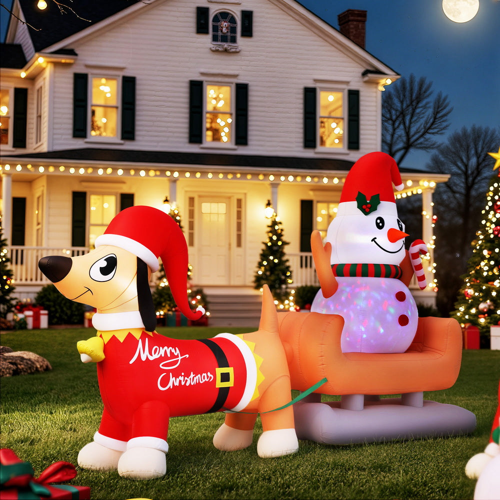 Christmas Decorations: Jingle Jollys Christmas Inflatable Snowman Dog 4.2M Tall Outdoor Decorations Illuminated