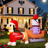Christmas Decorations: Jingle Jollys Christmas Inflatable Snowman Dog 4.2M Tall Outdoor Decorations Illuminated