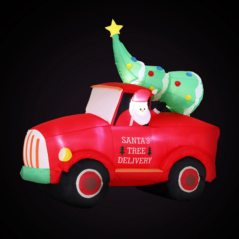 Christmas Decorations: Jingle Jollys Christmas Inflatable Santa Truck 1.6M Height LED Decorations Illuminated