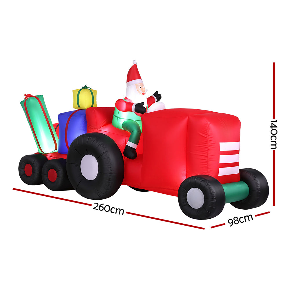 Christmas Clothing: Jingle Jollys Christmas Inflatable Santa Truck 2.6M Length LED Decorations Illuminated