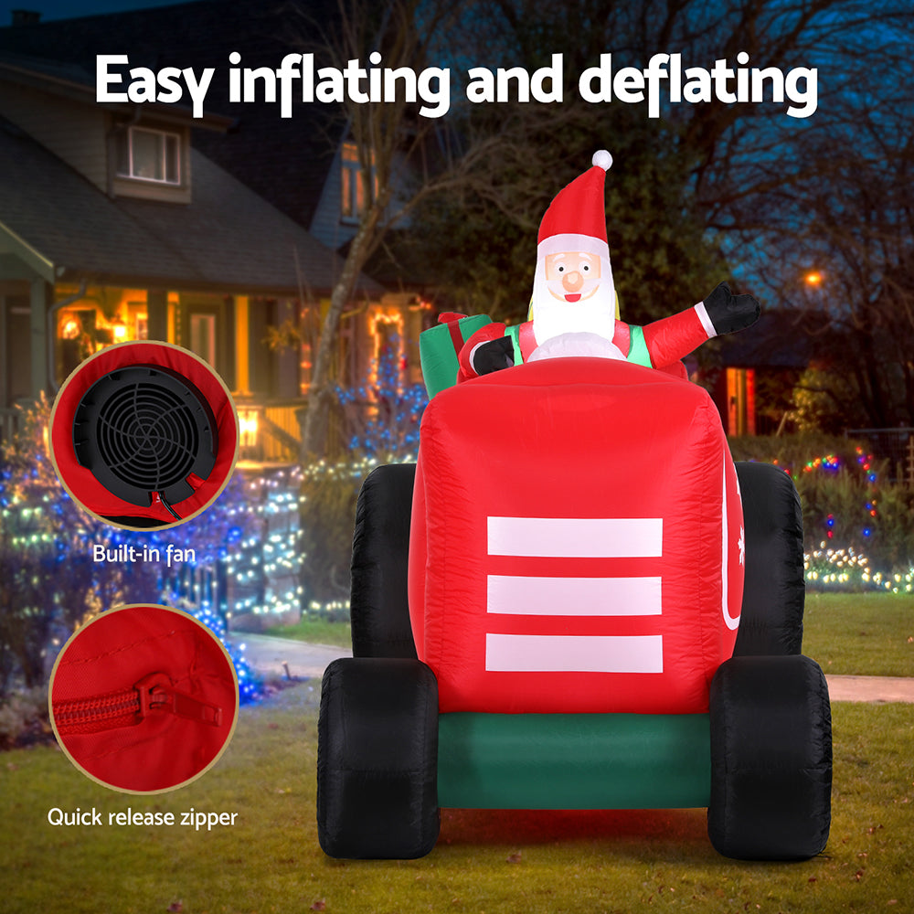 Christmas Clothing: Jingle Jollys Christmas Inflatable Santa Truck 2.6M Length LED Decorations Illuminated