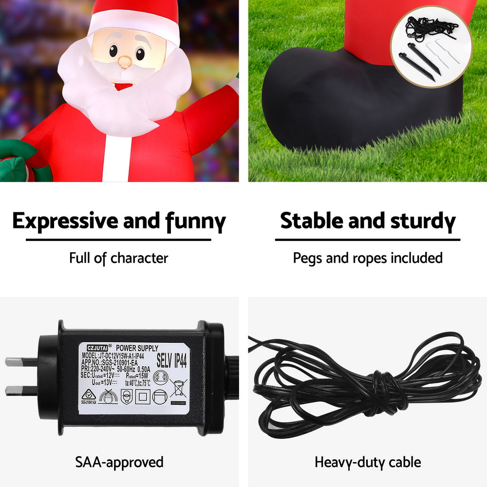 Costumes & Accessories: Jingle Jollys Christmas Inflatable Giant Santa 3.8M Height LED Illuminated Decorations