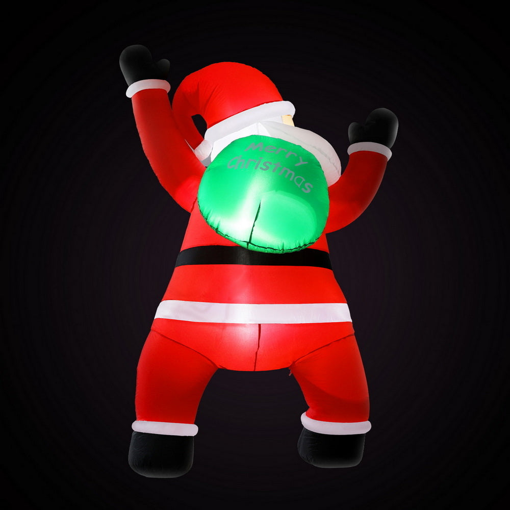 Outdoor Decorations & Lights: Jingle Jollys Christmas Inflatable Santa Climbing LED Illuminated Decorations 1.9M