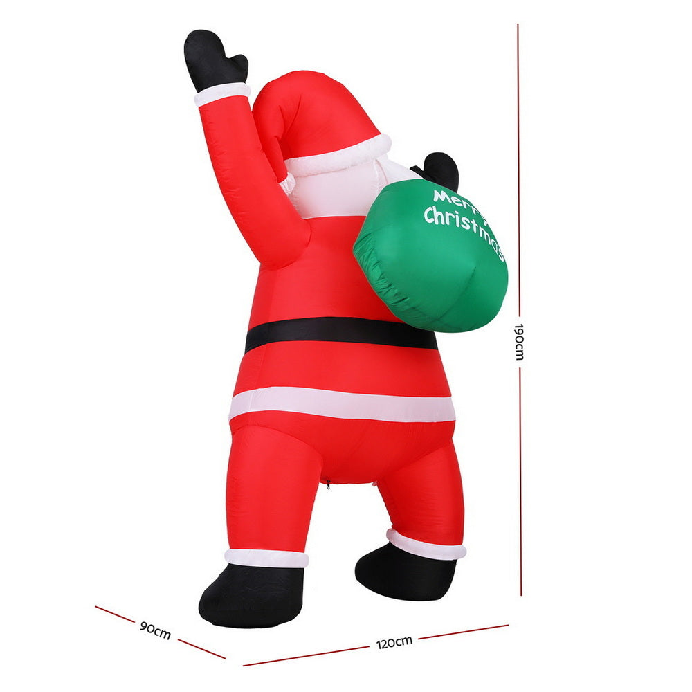 Outdoor Decorations & Lights: Jingle Jollys Christmas Inflatable Santa Climbing LED Illuminated Decorations 1.9M