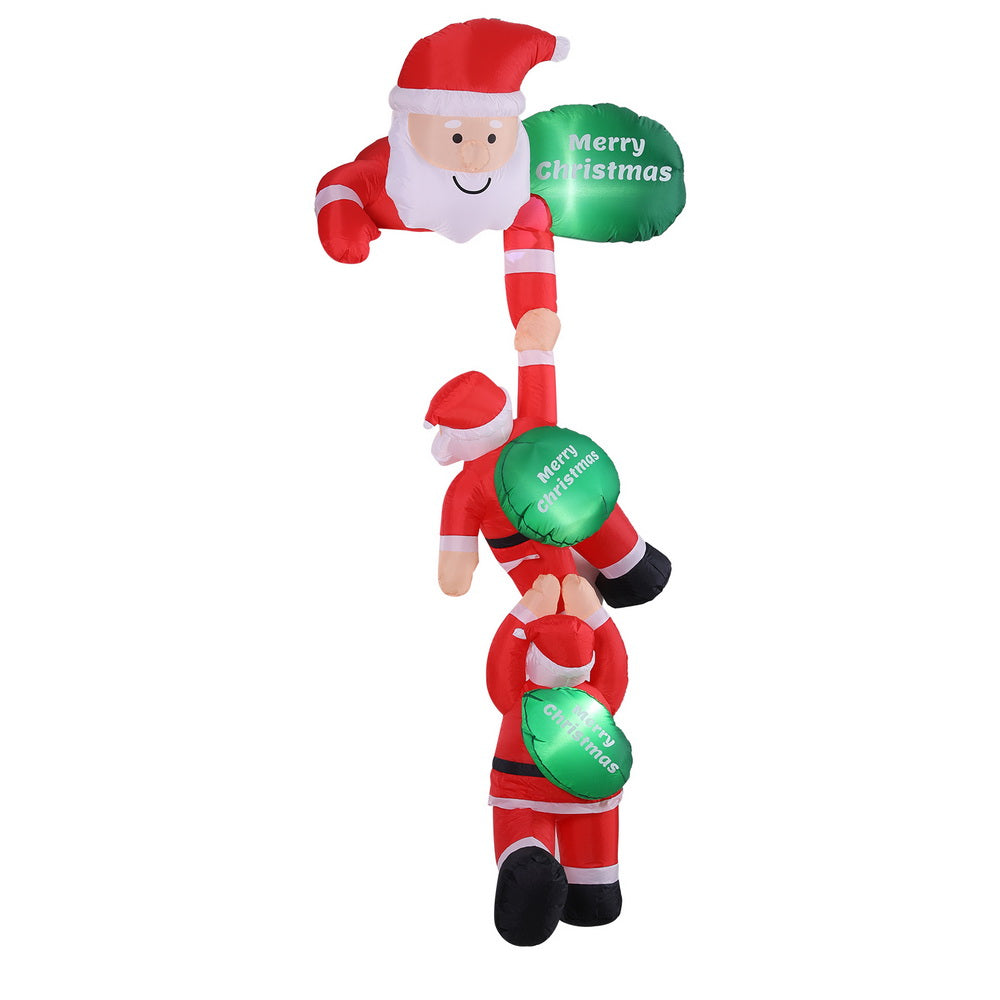 Outdoor Decorations & Lights: Jingle Jollys Christmas Inflatable Climbing Santa 2.5M Height LED Decorations Illuminated