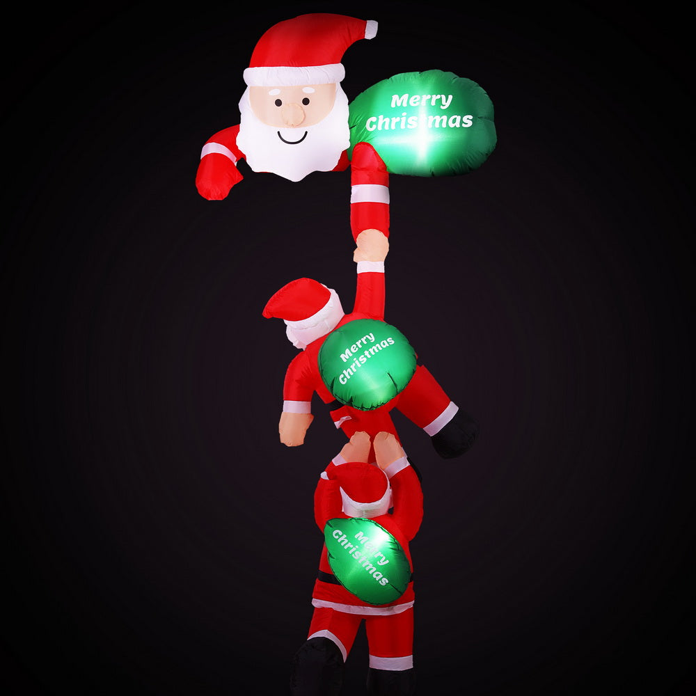 Outdoor Decorations & Lights: Jingle Jollys Christmas Inflatable Climbing Santa 2.5M Height LED Decorations Illuminated