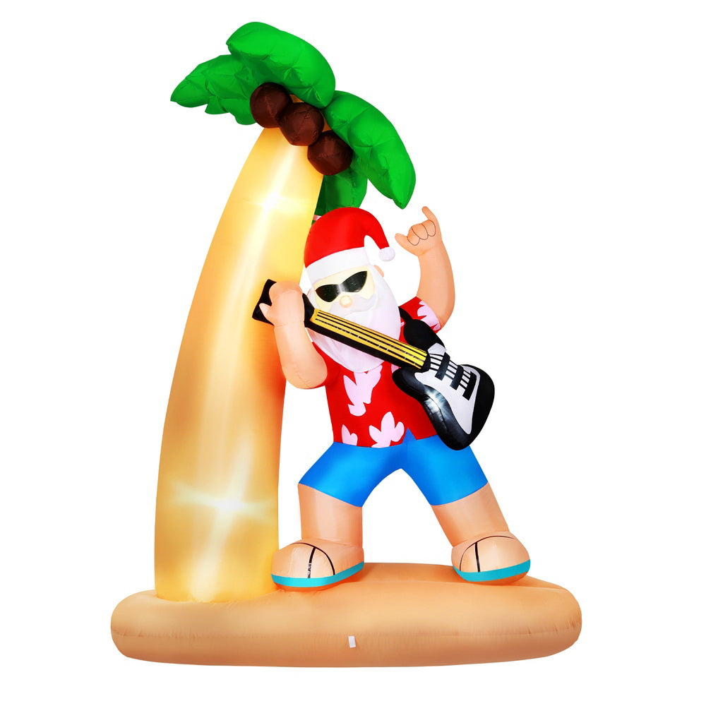 Christmas Decorations: Jingle Jollys Christmas Inflatable Santa Guitar 2.1M Led Illuminated Decorations