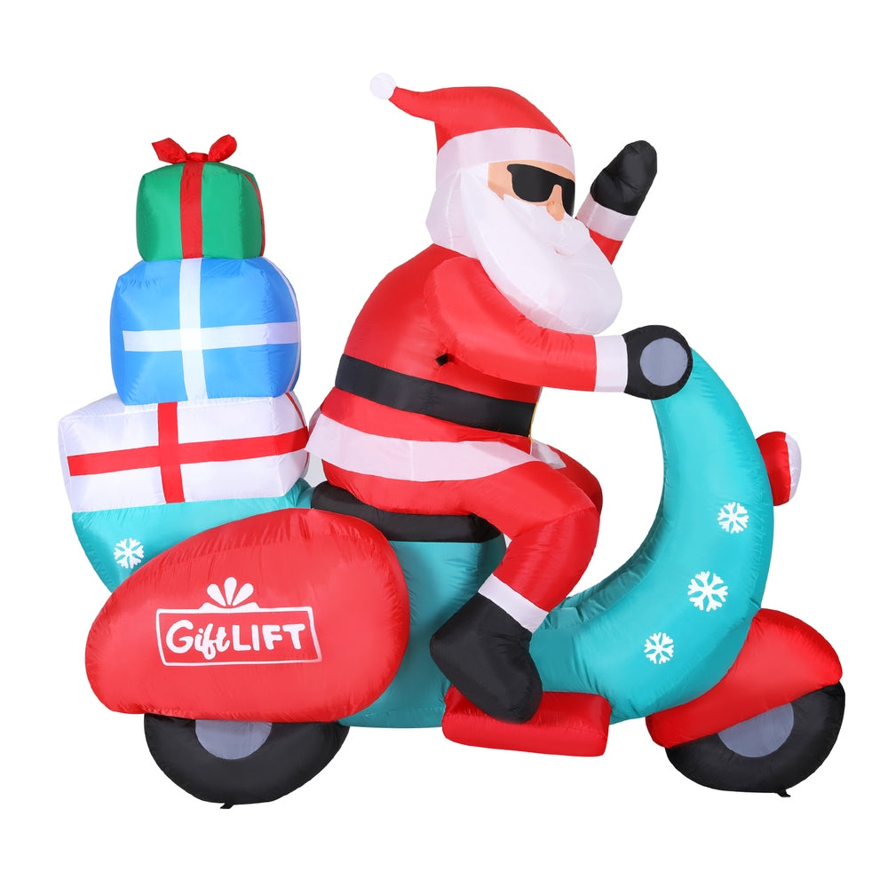 Outdoor Decorations & Lights: Jingle Jollys Christmas Inflatable Santa Motorbike LED Illuminated Decorations