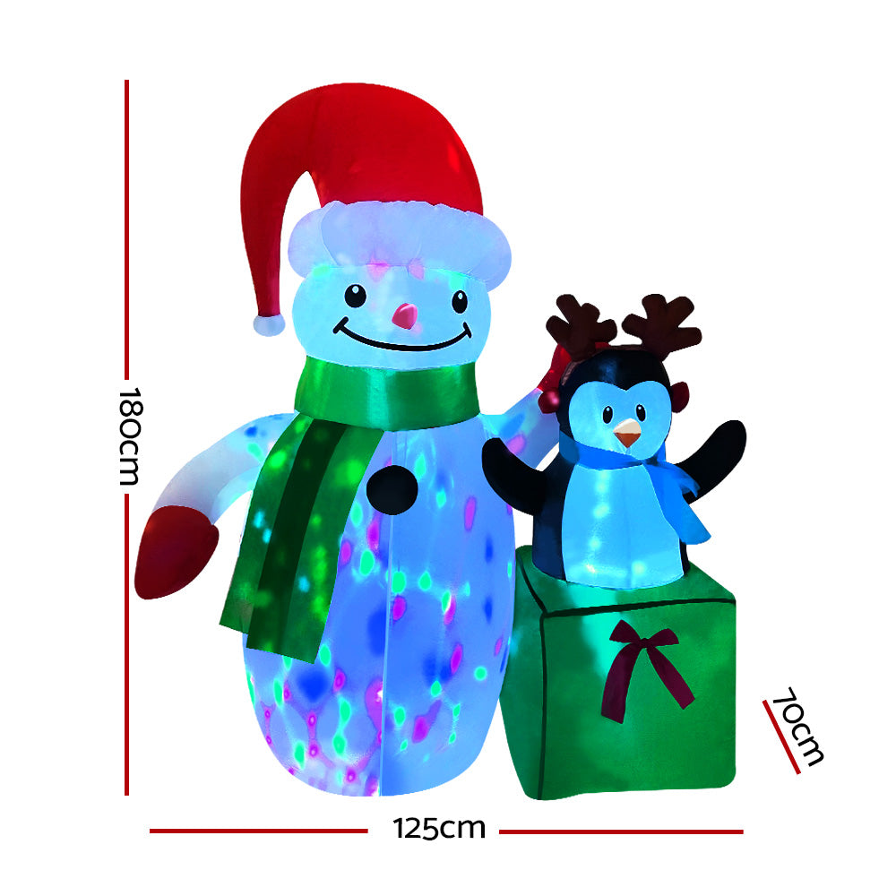 Christmas Decorations: Jingle Jollys Christmas Inflatable Snowman 1.8M Illuminated Decorations