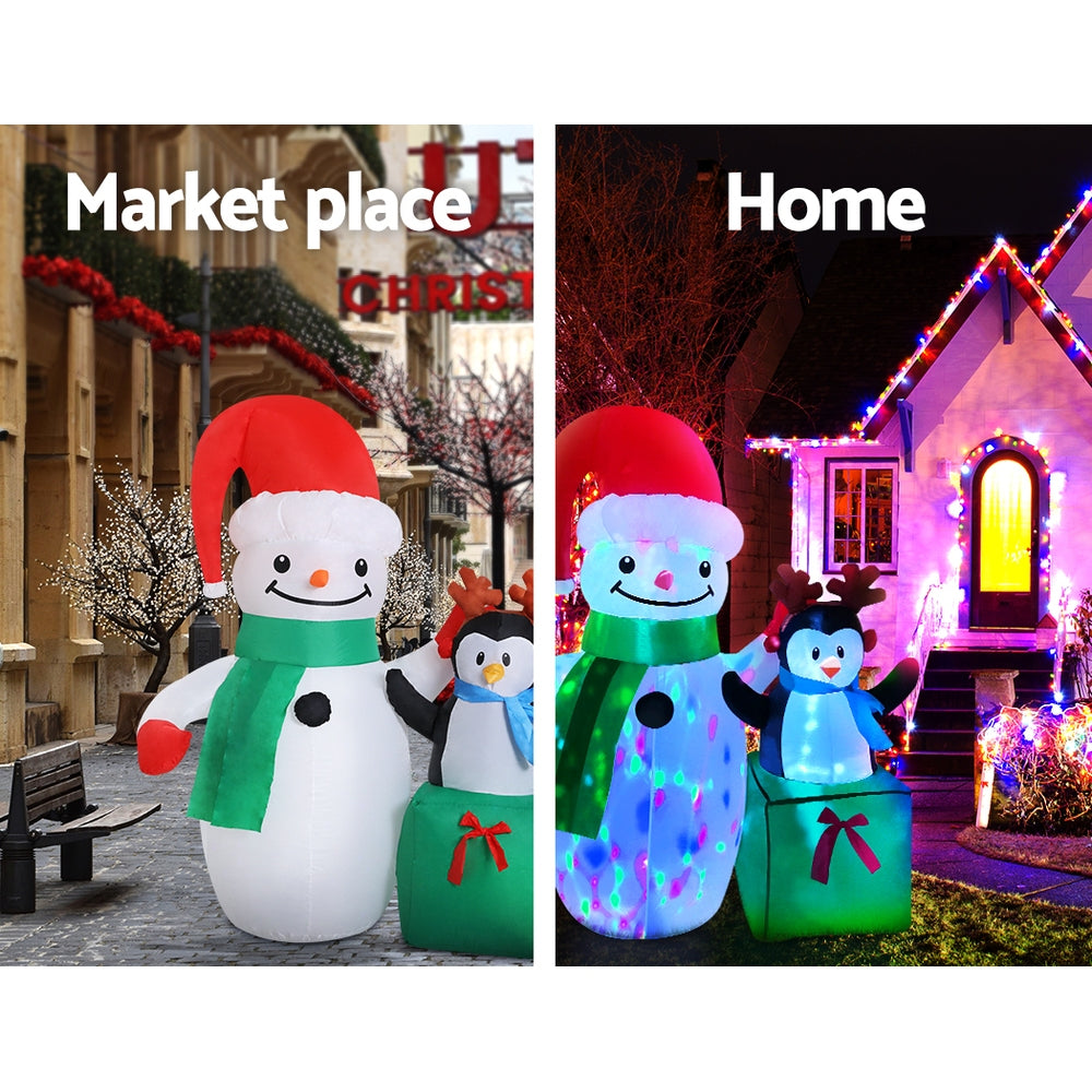 Christmas Decorations: Jingle Jollys Christmas Inflatable Snowman 1.8M Illuminated Decorations