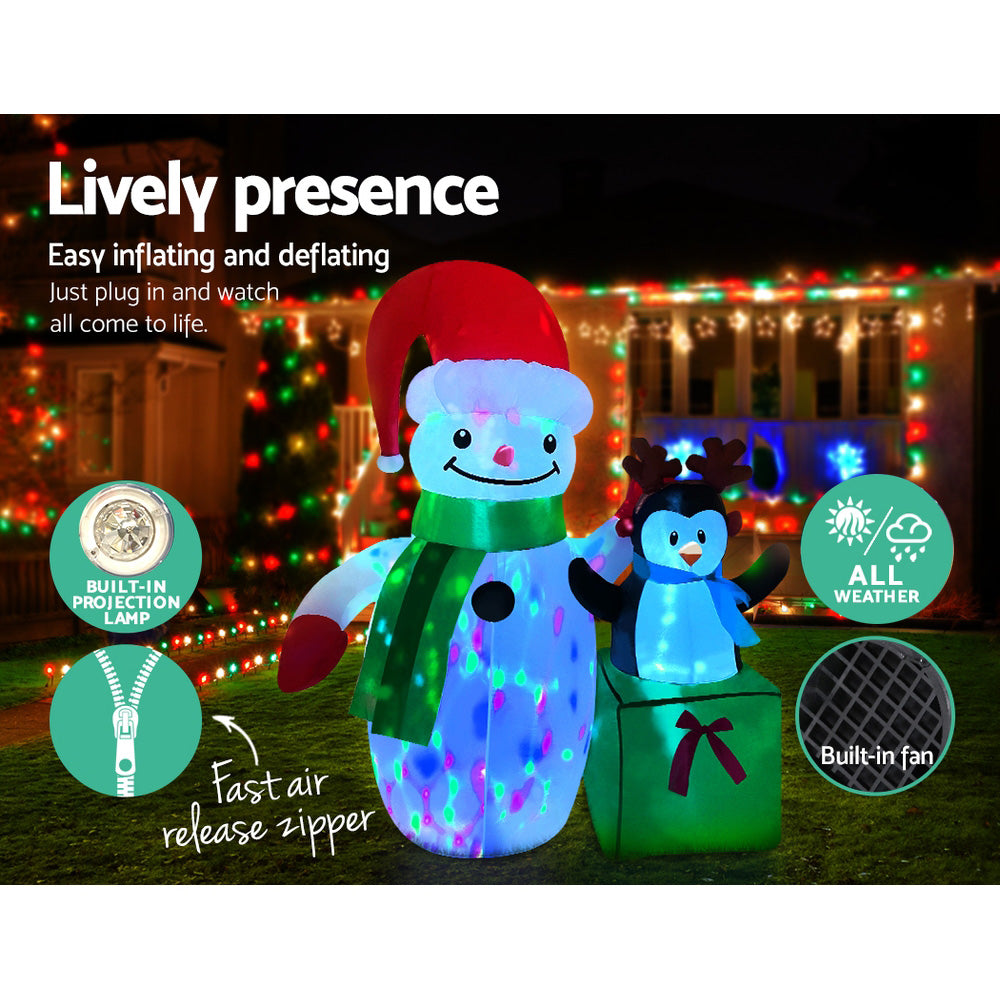 Christmas Decorations: Jingle Jollys Christmas Inflatable Snowman 1.8M Illuminated Decorations