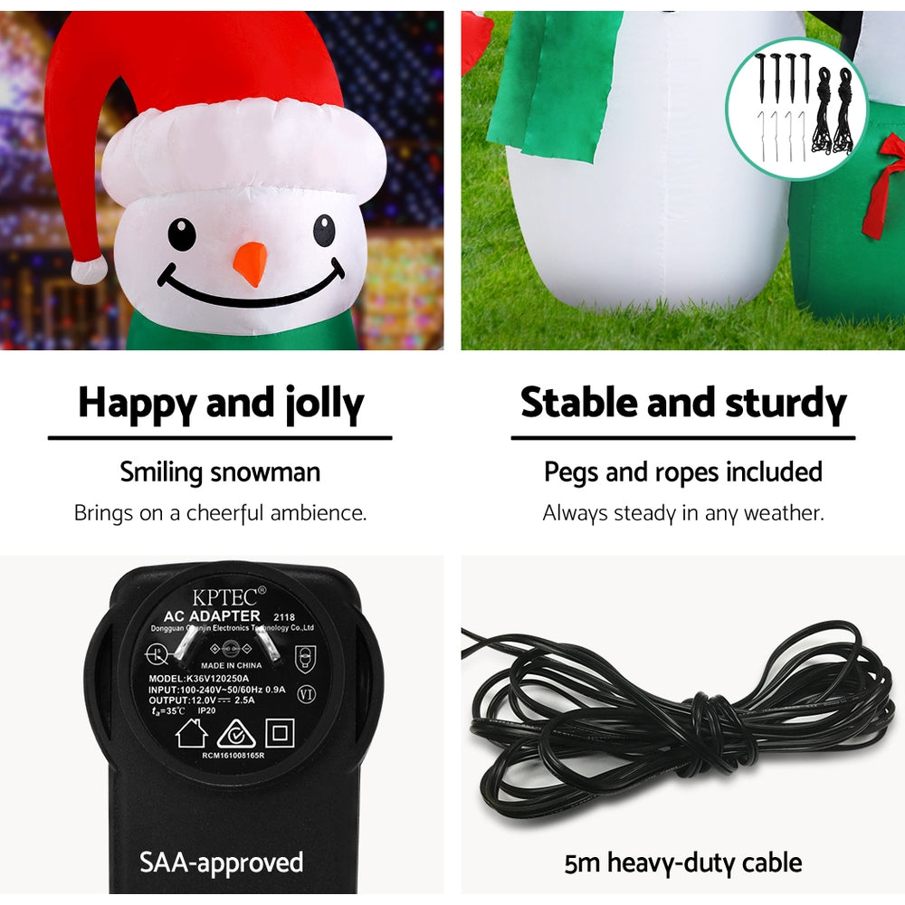 Christmas Decorations: Jingle Jollys Christmas Inflatable Snowman 1.8M Illuminated Decorations
