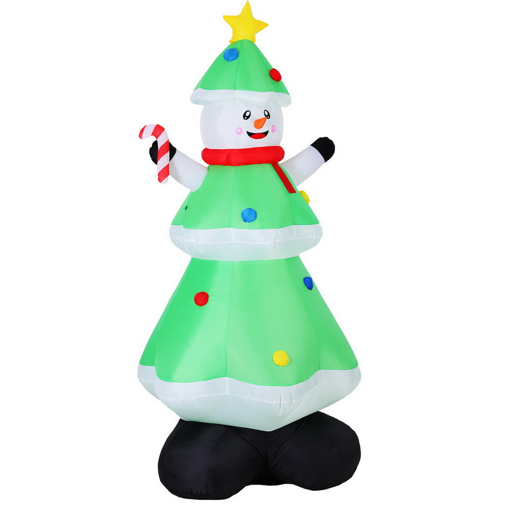Outdoor Decorations & Lights: Jingle Jollys Christmas Inflatable Snowman Tree 2.75M Height LED Decorations Illuminated