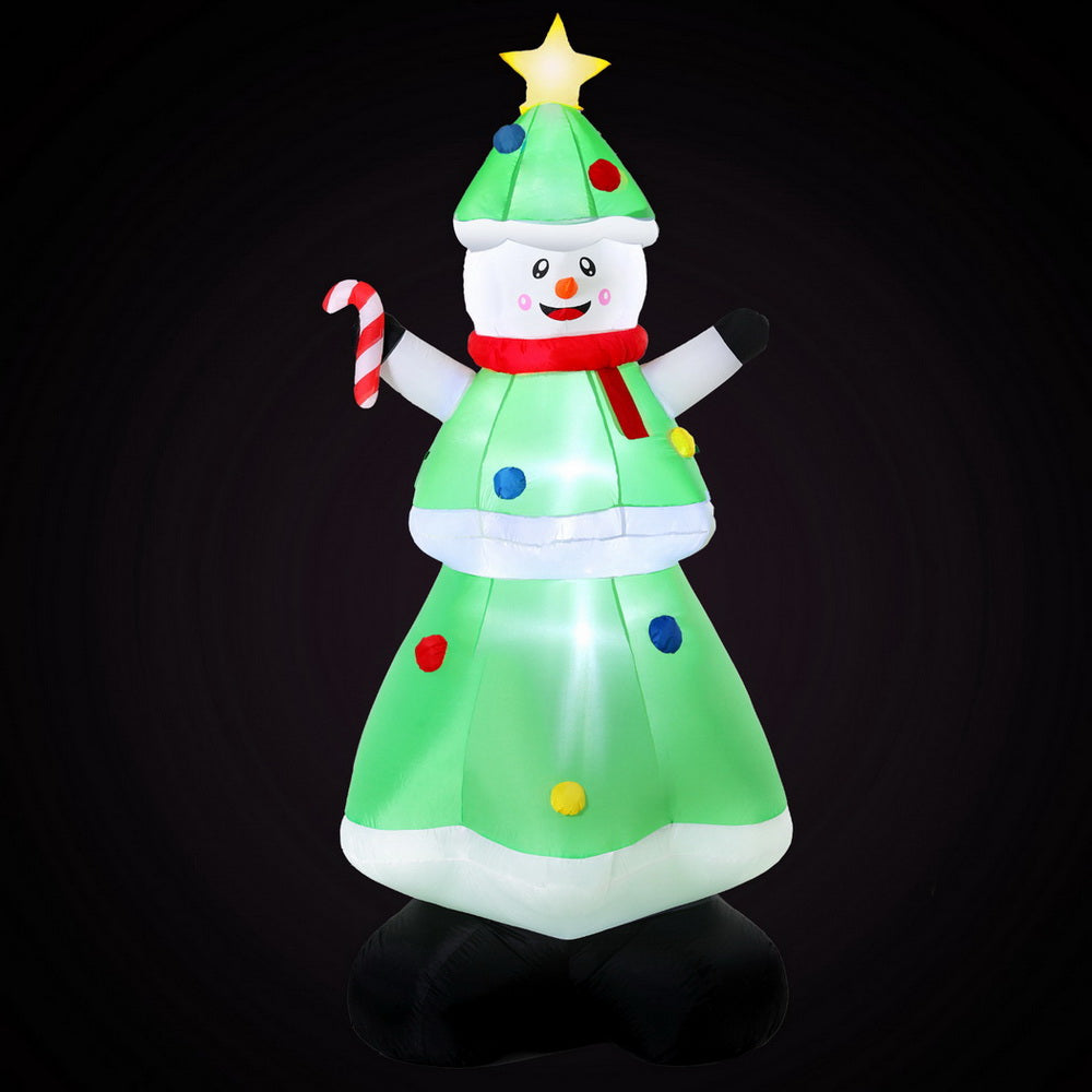 Outdoor Decorations & Lights: Jingle Jollys Christmas Inflatable Snowman Tree 2.75M Height LED Decorations Illuminated