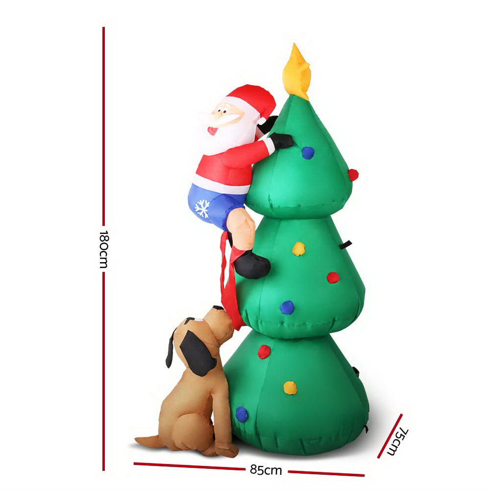 Christmas Decorations: Jingle Jollys Christmas Inflatable Santa Tree 1.8M Illuminated Decorations