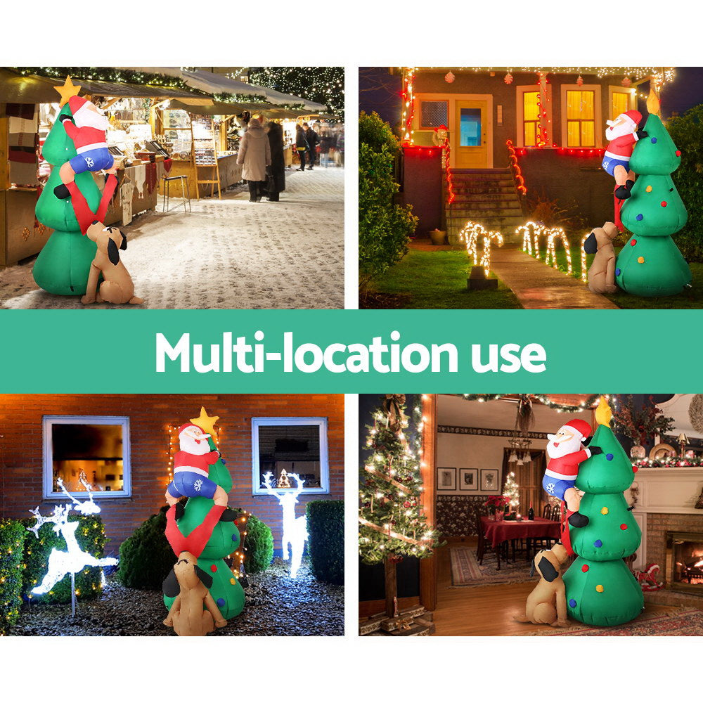 Christmas Decorations: Jingle Jollys Christmas Inflatable Santa Tree 1.8M Illuminated Decorations