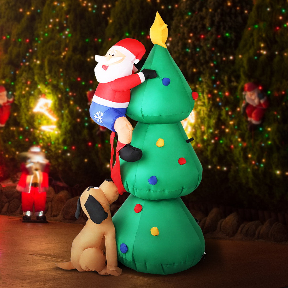 Christmas Decorations: Jingle Jollys Christmas Inflatable Santa Tree 1.8M Illuminated Decorations