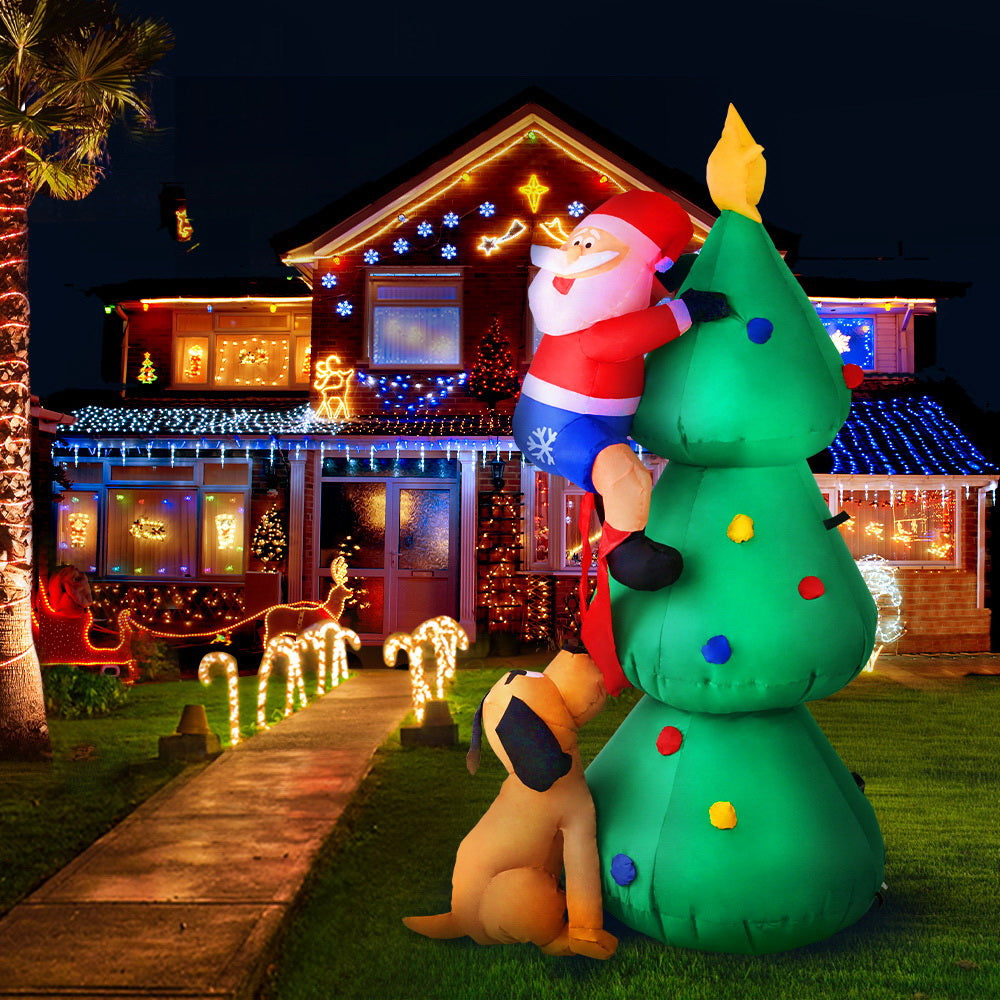 Christmas Decorations: Jingle Jollys Christmas Inflatable Santa Tree 1.8M Illuminated Decorations