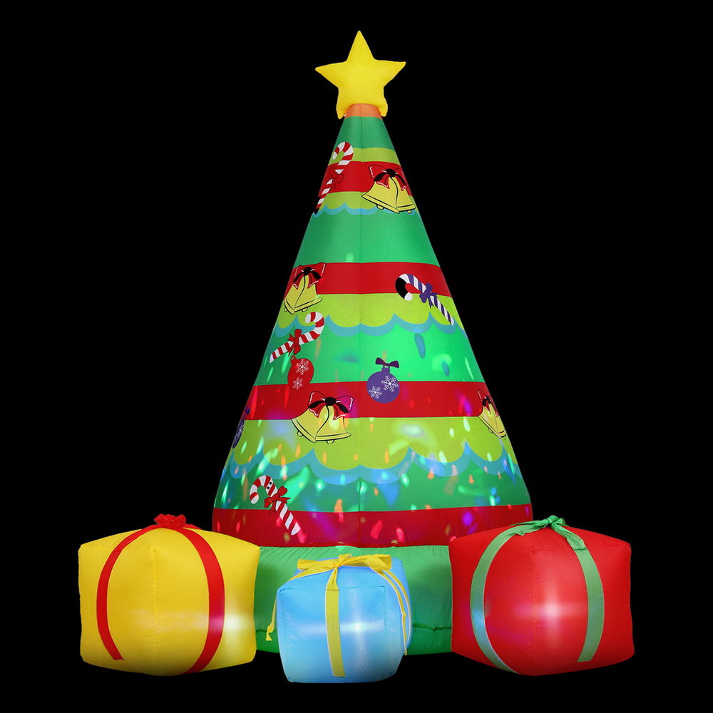 Outdoor Decorations & Lights: Jingle Jollys Christmas Inflatable Gift Tree 2.2M Height Flashing Light Decorations Illuminated
