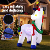 Christmas Decorations: Jingle Jollys Christmas Inflatable Unicorn 1.8M Tall Outdoor Decorations Illuminated