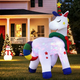 Christmas Decorations: Jingle Jollys Christmas Inflatable Unicorn 1.8M Tall Outdoor Decorations Illuminated