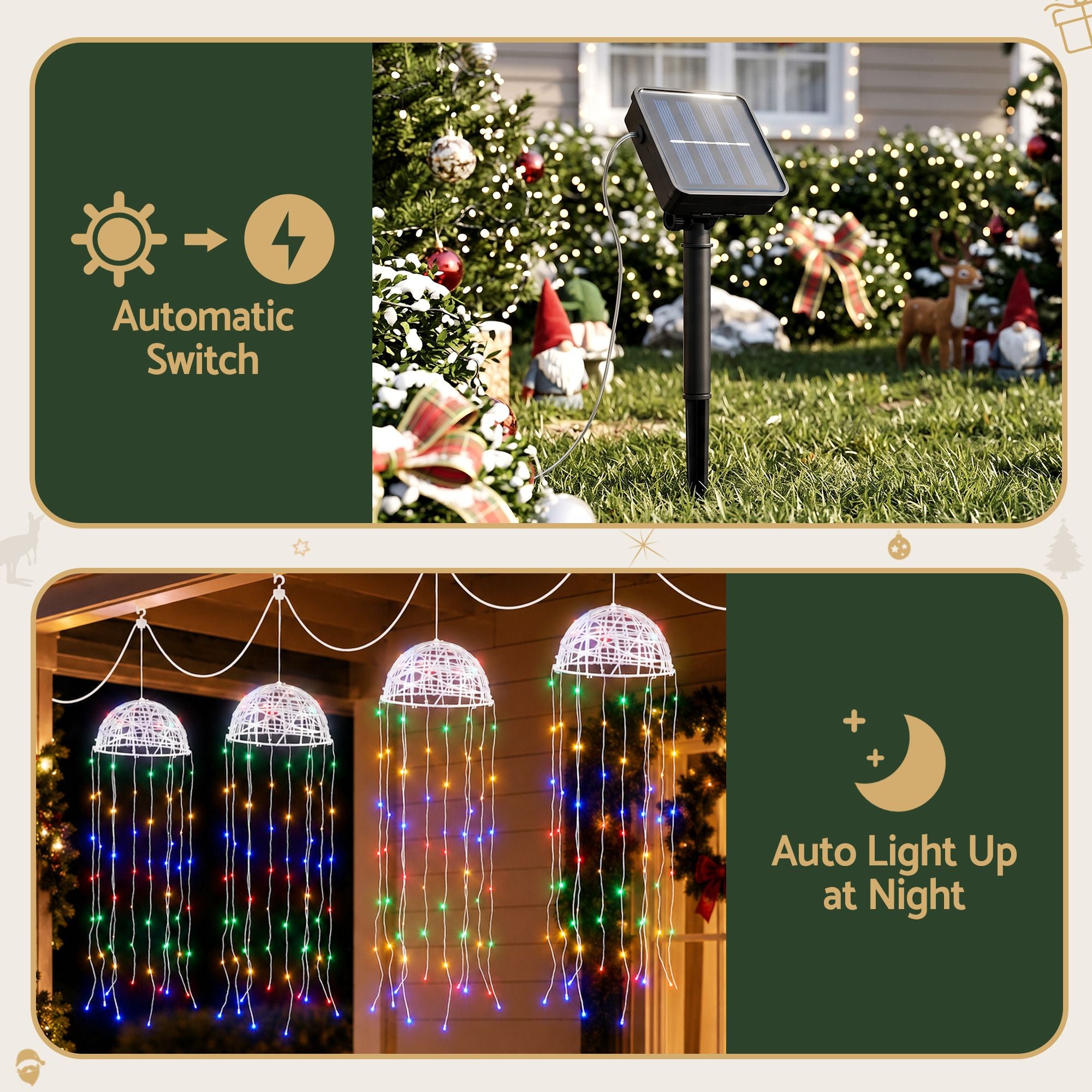 Jingle Jollys Christmas Lights Solar Jellyfish 4Pcs Garden Decorative Multi-Color