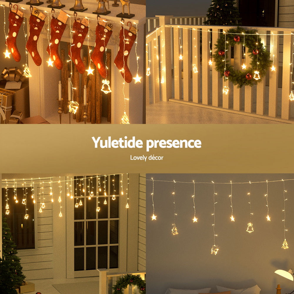 Outdoor Decorations & Lights: 138 LED 3M Christmas Lights Icicle Light Warm White Jingle Jollys