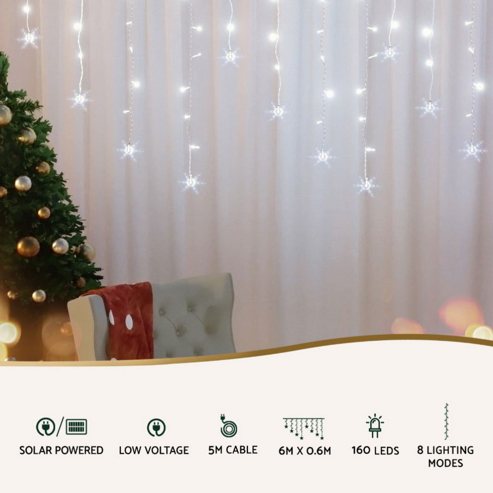 Outdoor Decorations & Lights: 160 LED 6M Christmas Lights Icicle Light Solar Cold Jingle Jollys