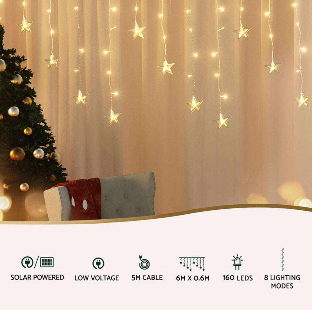 Outdoor Decorations & Lights: 160 LED 6M Christmas Lights Icicle Light Solar Warm Jingle Jollys