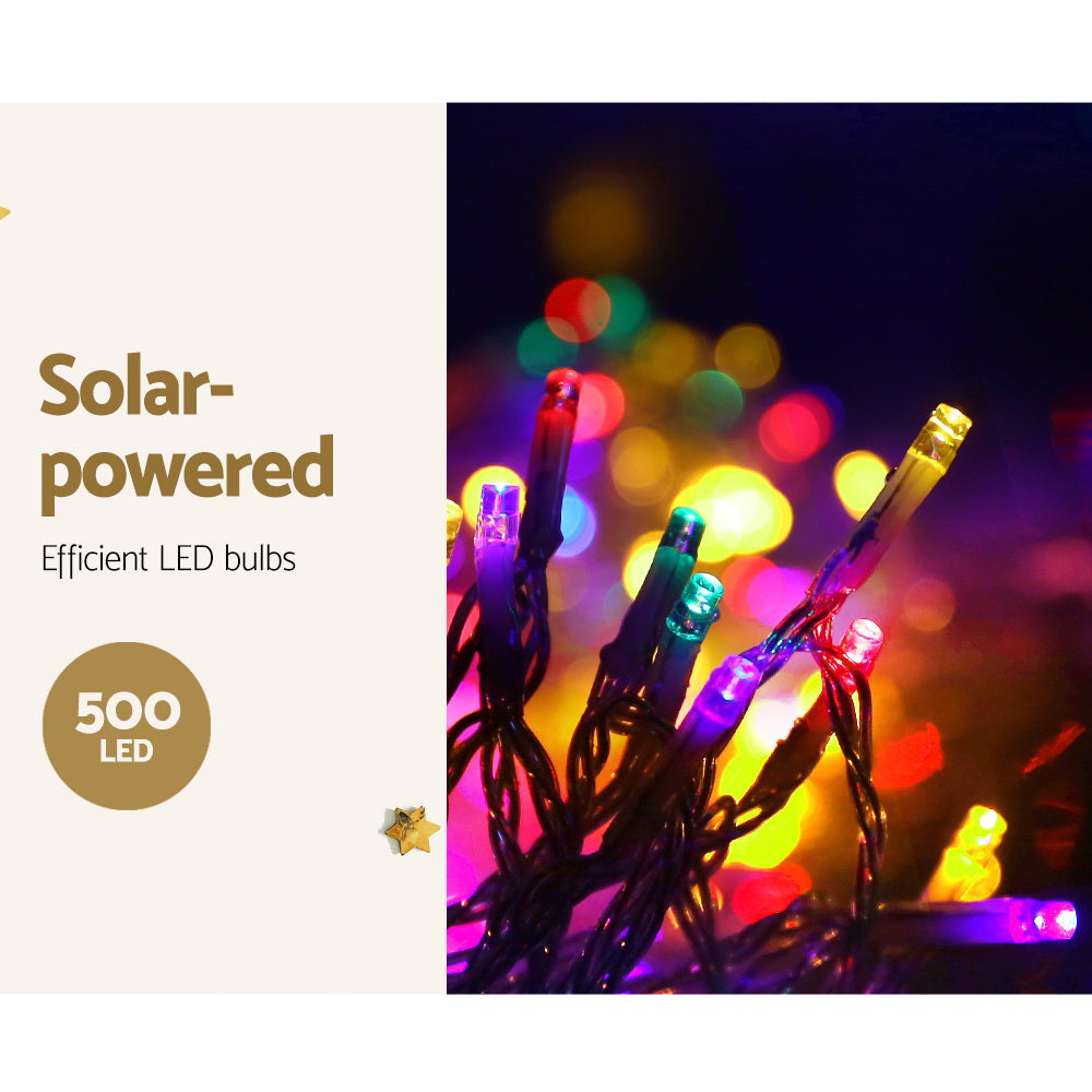 Outdoor Decorations & Lights: 12.5M Christmas Lights Solar Icicle String Light Multi Colour Jingle Jollys