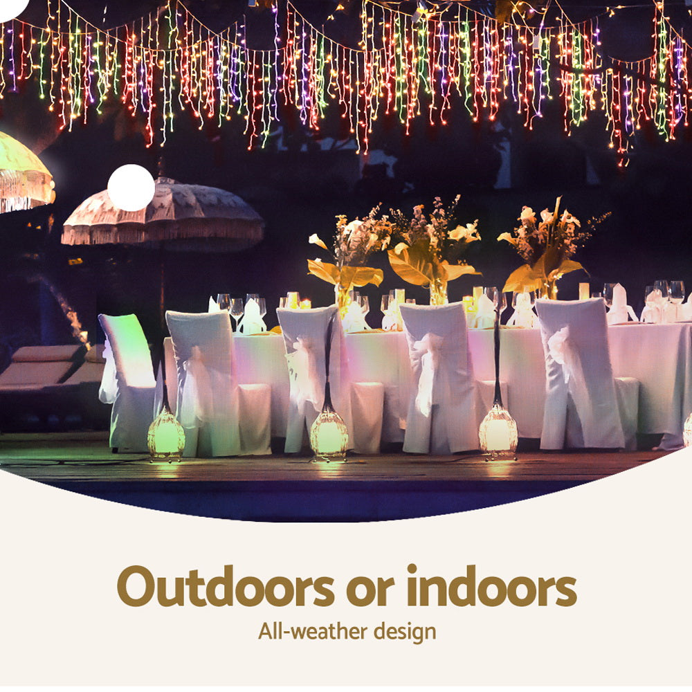 Outdoor Decorations & Lights: 12.5M Christmas Lights Solar Icicle String Light Multi Colour Jingle Jollys