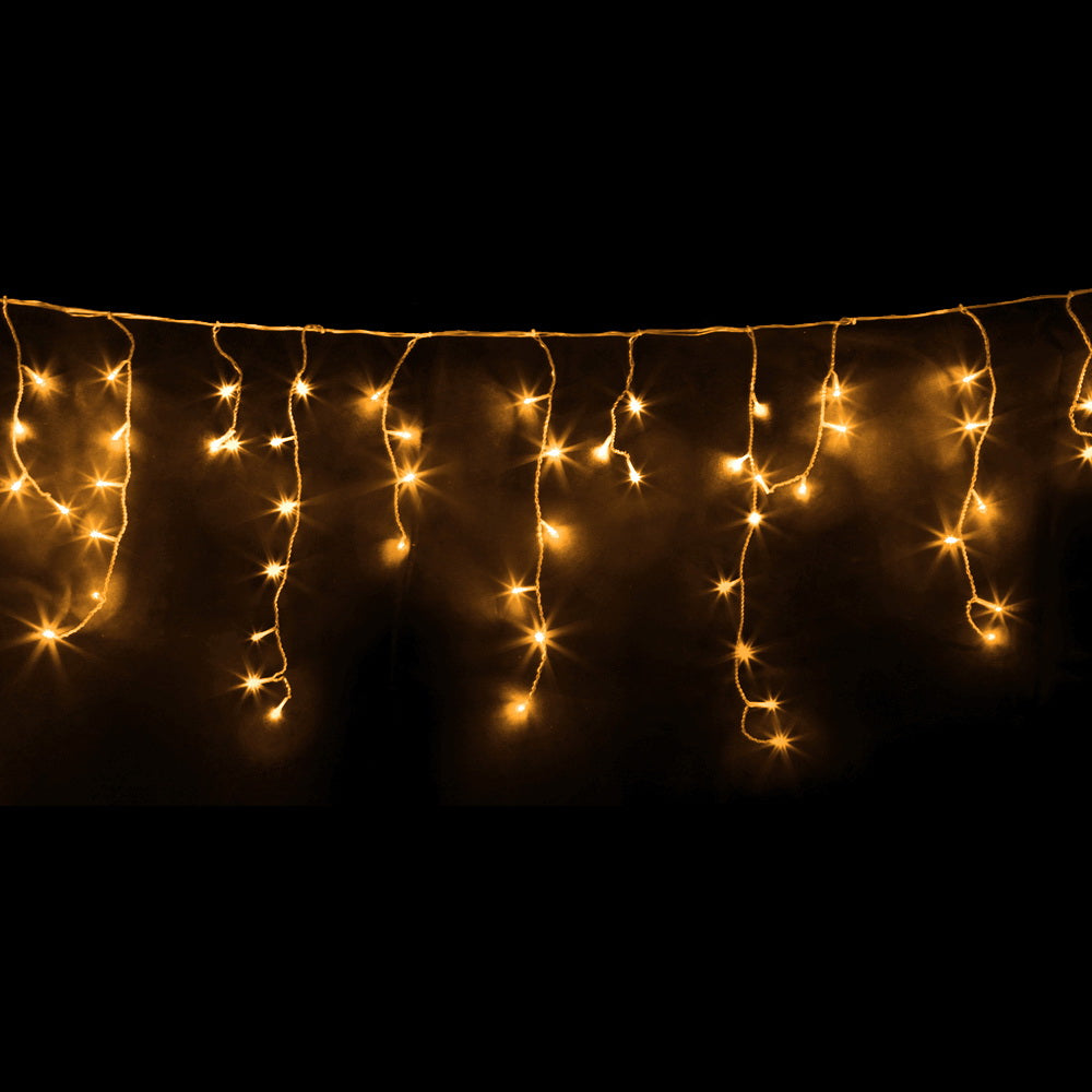 Outdoor Decorations & Lights: 12.5M Christmas Lights Solar Icicle String Light Warm White Jingle Jollys