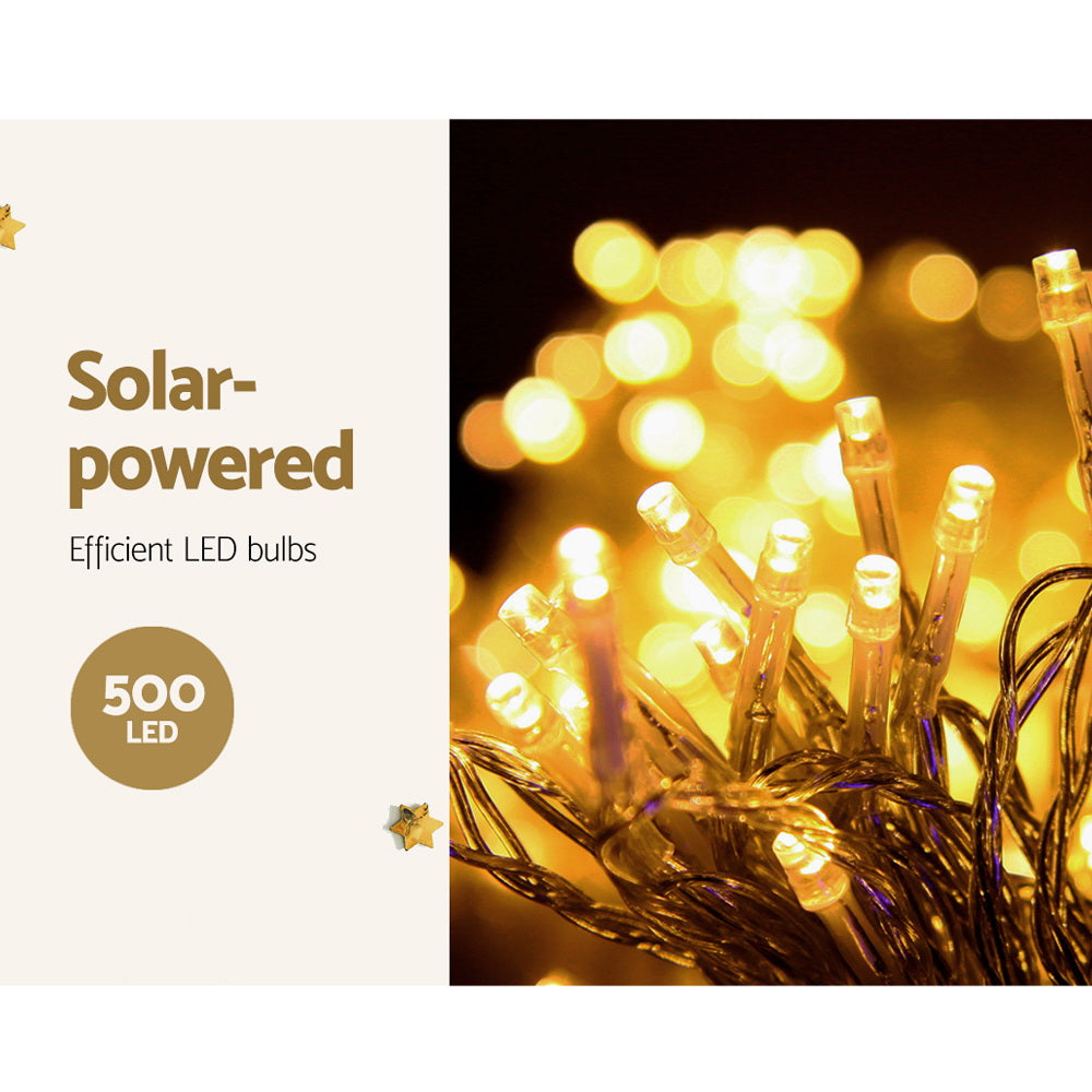 Outdoor Decorations & Lights: 12.5M Christmas Lights Solar Icicle String Light Warm White Jingle Jollys