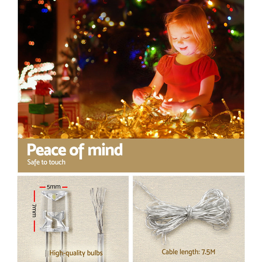 Outdoor Decorations & Lights: 12.5M Christmas Lights Solar Icicle String Light Warm White Jingle Jollys